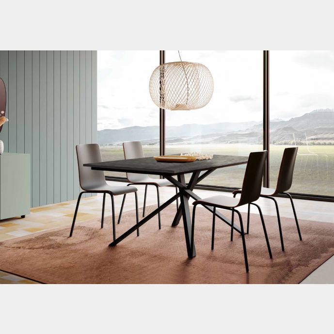 Tavolo di design L.160 allungabile, colore ardesia scura, Made in Italy