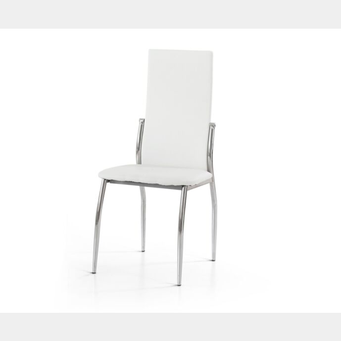 Sedia struttura in metallo con seduta e schienale in ecopelle bianco