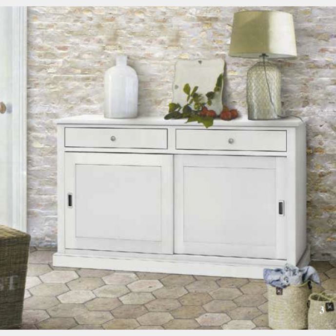 Credenza in legno bianco opaco, arte povera - cm 150x90