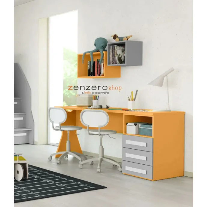 Scrivania miele e grigio dorian moderna per camerette