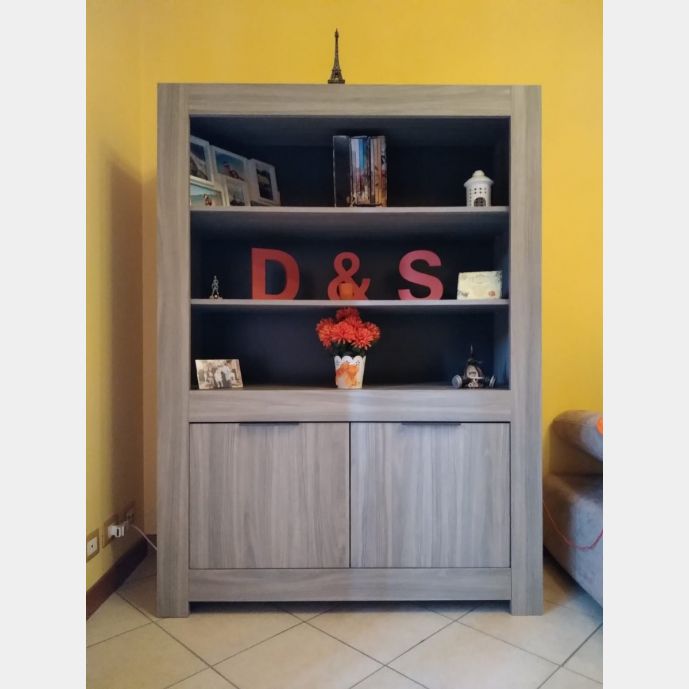 ACQUISTA ANCHE TU Libreria Rovere grigio, 2 ripiani e 2 ante,  Made in Italy