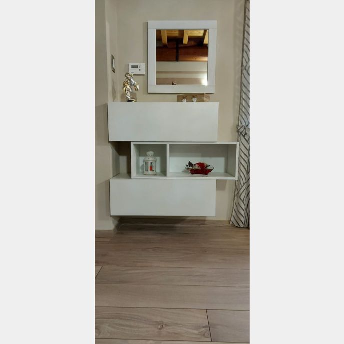 Credenza Madia moderna sospesa GJ 504 in finitura Frassinato Bianco