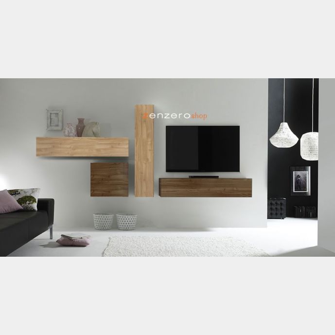 Parete attrezzata moderna di design, Noce Dark e Noce Stelvio - 321x169 cm