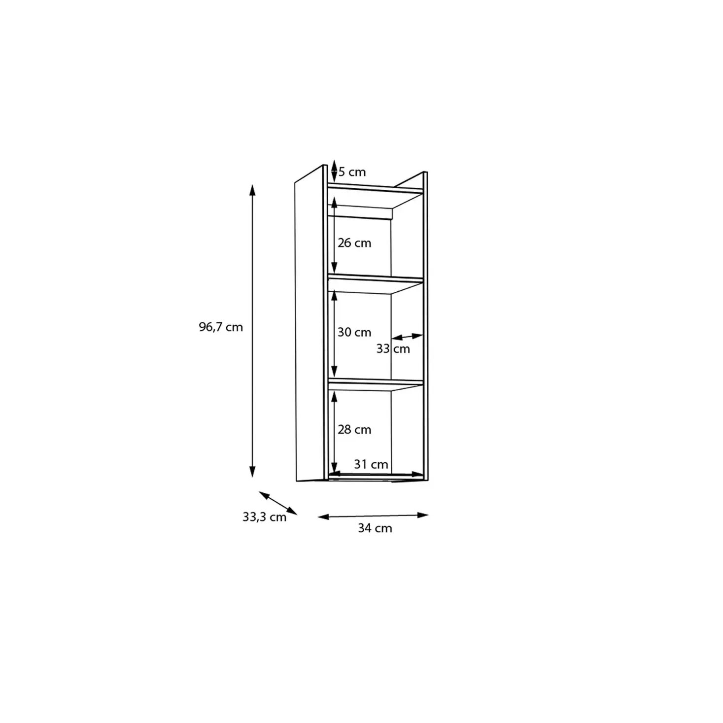 Libreria Piattaia Sospesa 80 cm in Legno Bianco 3 Ripiani