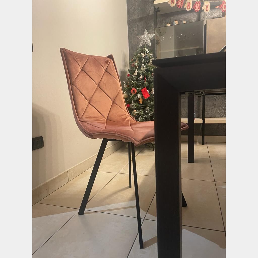 Elegante Sedia di design in velluto, colore Rosa