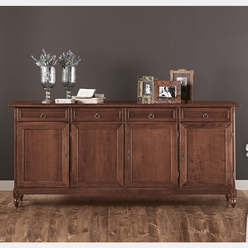 Credenza in noce arte povera, con 4 porte e 4 cassetti 205x94