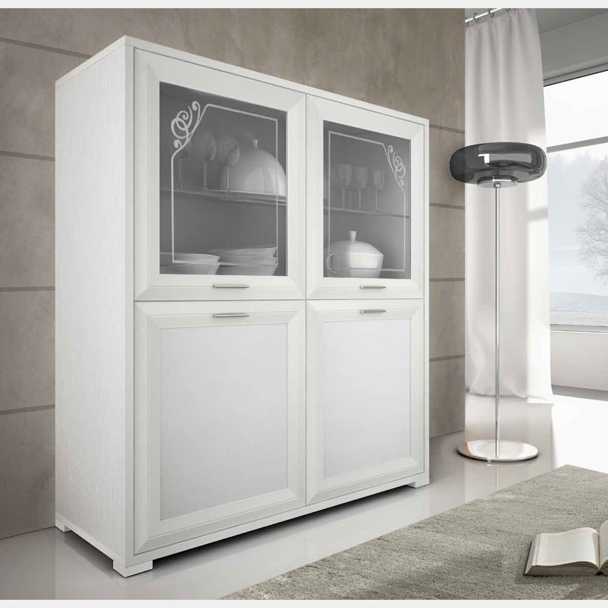 American Furniture Classics Vetrina Con Ante In Vetro, Bianco, Per Casa E Ufficio, Modello 22600