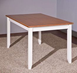 Tavolo in legno massello bianco marrone, 160x90 cm