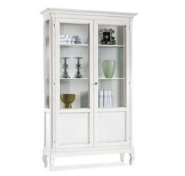 Vetrina a 2 porte in legno finitura bianco opaco 126x44 H.207