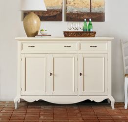 Credenza in legno 3 ante 2 cassetti, finitura sabbia