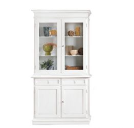 Vetrina in legno finitura bianco opaco, con 2 porte 105x42 H.185