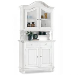 Vetrina in legno finitura bianco opaco, ante in vetro, con 2 porte e 2 cassetti 104x43 219H