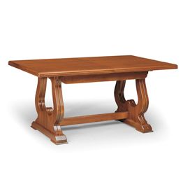 Tavolo allungabile in legno massello, noce, arte povera - gambe ad arpa senza ferro