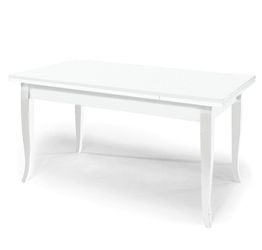 Tavolo 120x80 cm allungabile in legno, bianco opaco, arte povera - gambe a sciabola