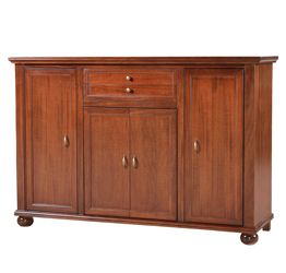 Credenza in legno finitura noce arte povera, con 4 porte e 2 cassetti 159x107