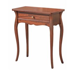 Elegante Consolle in legno, finitura noce con gambe sagomate a sciabola con cassetto 62x70