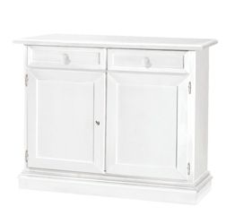 Credenza in legno bianco opaco, arte povera - cm 105x85