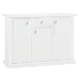 Credenza in legno, bianco opaco, arte povera - cm 120x86