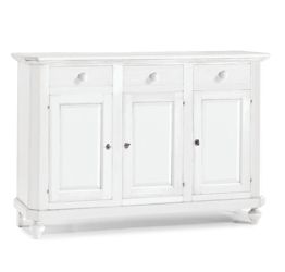 Credenza in legno, bianco opaco, arte povera - cm 150x43