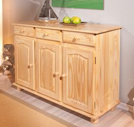 Credenza Moderna, Madia di Design, 3 Ante e 3 Cassetti, Pino