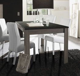 Tavolo con piana effetto Marmo e struttura Rovere Grigio, L.160 cm