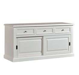 Credenza in legno finitura laccato avorio, con 2 porte scorrevoli e 3 ampi cassetti 157x78