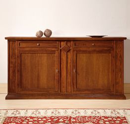 Credenza finitura noce arte povera, con 2 porte e 2 cassetti 213x112