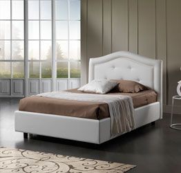 Letto una piazza e mezza Orchidea, in ecopelle colore Bianco