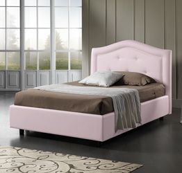 Letto una piazza e mezza Orchidea, in ecopelle colore Rosa