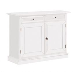 Credenza in legno bianco opaco, stile arte povera - cm 105x85