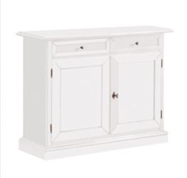 Credenza in legno bianco opaco, arte povera - cm 105x85