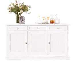 Credenza in legno bianco opaco, arte povera - cm 156x85