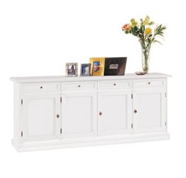 Credenza in legno finitura laccato bianco opaco, con 4 porte 205x85