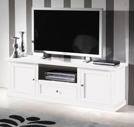 Porta TV in legno, bianco opaco - cm 160X55