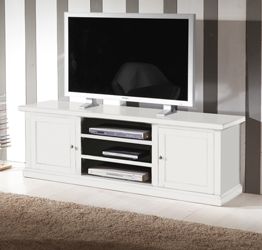 Porta TV in legno, bianco opaco, 160X55 cm