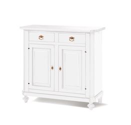 Credenza in legno bianco opaco, arte povera - cm 113x103