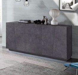 Madia credenza 4 ante 3 cassetti in finitura ardesia