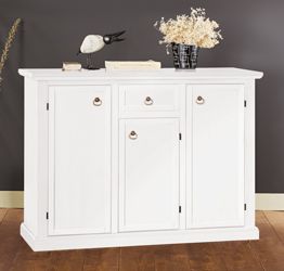 Credenza in legno bianco opaco, arte povera - cm 120x88