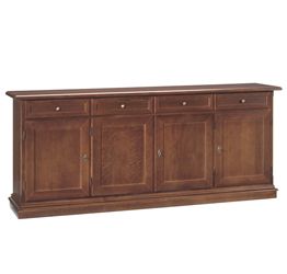 credenza arte povera cm 205x86 in legno, finitura noce