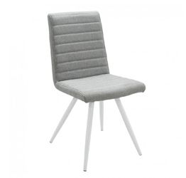 Sedia in tessuto Grigio, con gambe colore Bianco