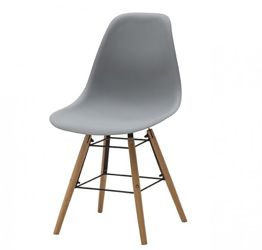 Sedia di Design Mod. Daw, con gambe in Legno, seduta ergonomica in pvc - grigia