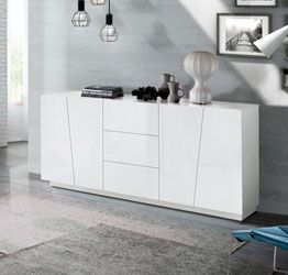 Madia credenza 4 ante 3 cassetti in finitura bianco lucido