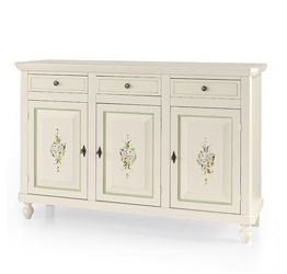 Credenza in legno, bianco opaco, arte povera - cm 150x43