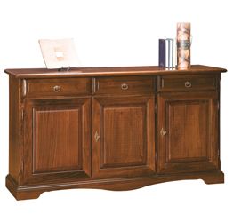 Credenze classiche, credenza in legno finitura noce arte povera, con 3 porte e 3 cassetti 156x85