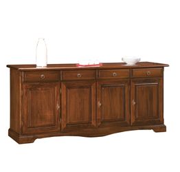 Credenza in legno finitura noce arte povera, con 4 porte e 4 cassetti 205x86