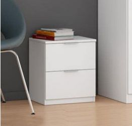 Comodino di design a 2 cassetti finitura bianco opaco