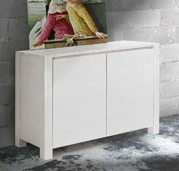 Credenza Moderna, Madia di Design, 2 ante, Abete Bianco Spazzolato