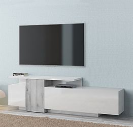 Porta tv moderno bianco e beton, made in Italy in offerta