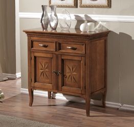 Credenzina in legno finitura bassano, con 2 porte e 2 cassetti 88x91