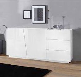 Madia credenza 2 ante 3 cassetti bianco lucido